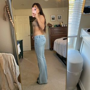 Low rise and flare jeans